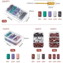 75pcs Sanding Cap Nail Drill Bits Set Nail Art Sanding Bands Gel Polish Remover Tool Accessory for Electric Nail Machine Tools