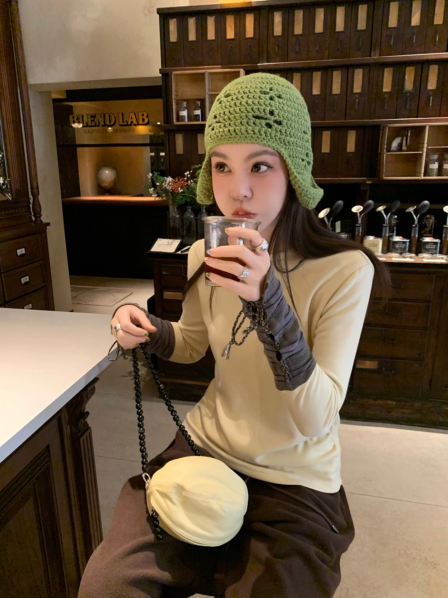 

Le Rouge Daily Lightweight Striped Sve Collar round Ne Pullover Base T-irt Women's Straight Leg Long Sve Stripe T-s...