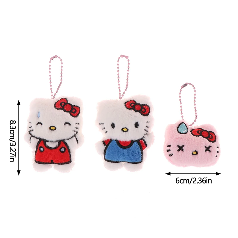 LLavero de felpa Kawaii de Hello Kitty, pegatina con nombre de gato Sanrio KT, colgante para mochila, bolso, decoración de coche