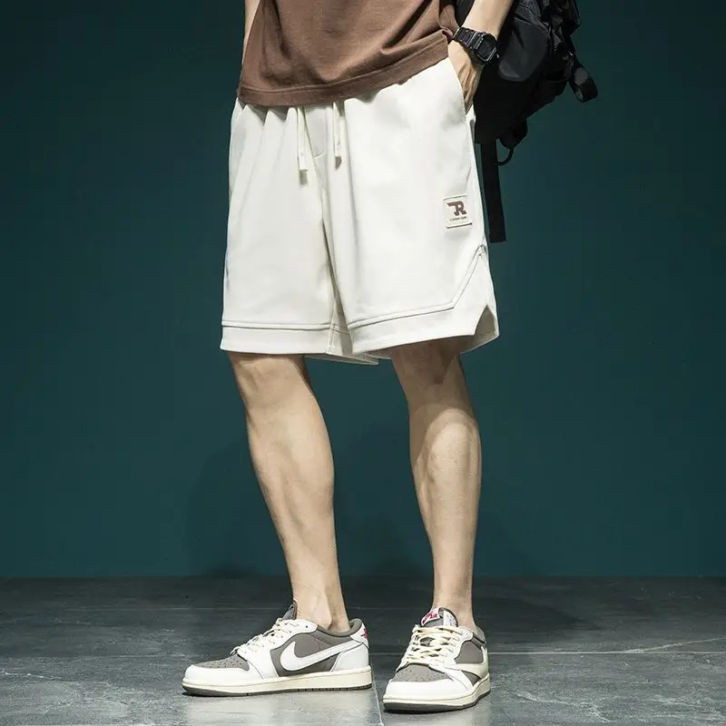 

Summer New Men's Spor orts Thin Faionable Loose Casual Five-Quarter Length Polyester Fiber Straight Leg Cool Feeling