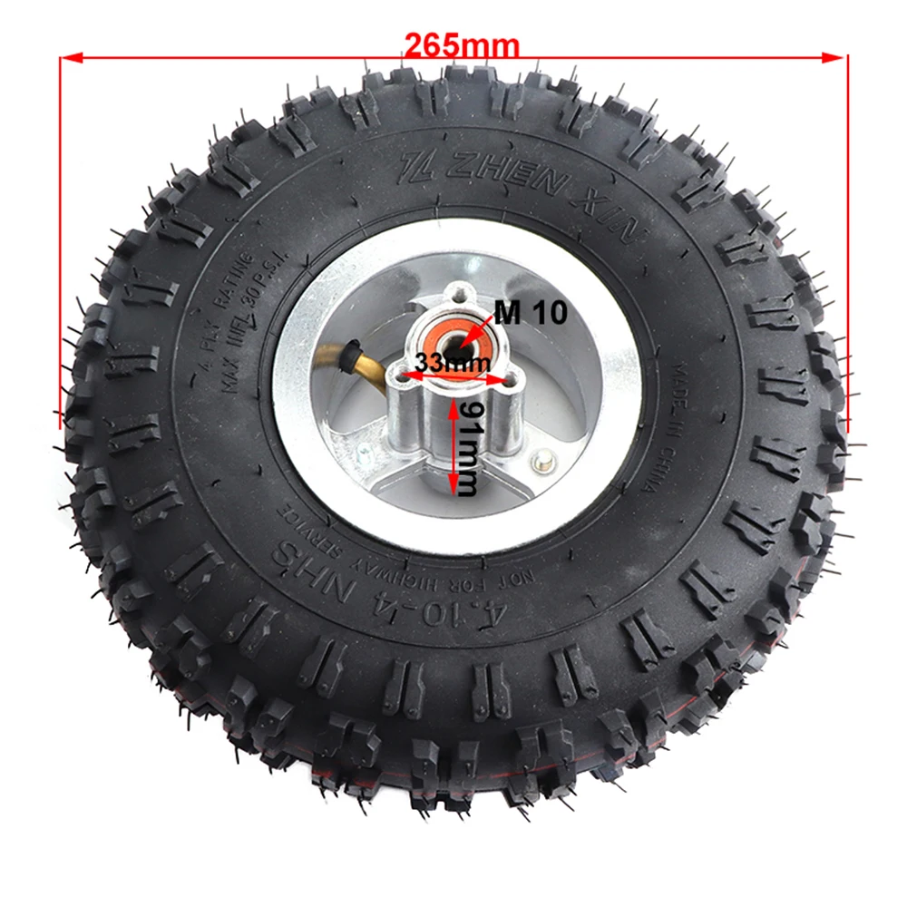 Complete 4.10-4 Wheel Assembly - Tire, Tube & 4 Inch Rim Kit for 49cc Mini Dirt Bike/Quad ATV
