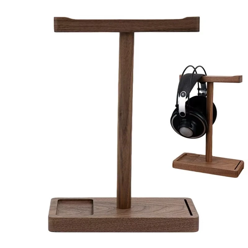 

Walnut Headphone Holder Black Walnut Headphone Hanger Wood Headphone Holder Game Headphone Stand Desk Desktop Storage