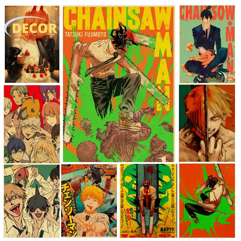 بالمنشار رجل خمر المشارك أنيمي كرافت ورقة جدار الفن لغرفة النوم وغرفة المعيشة جودة ديكور المنزل #1