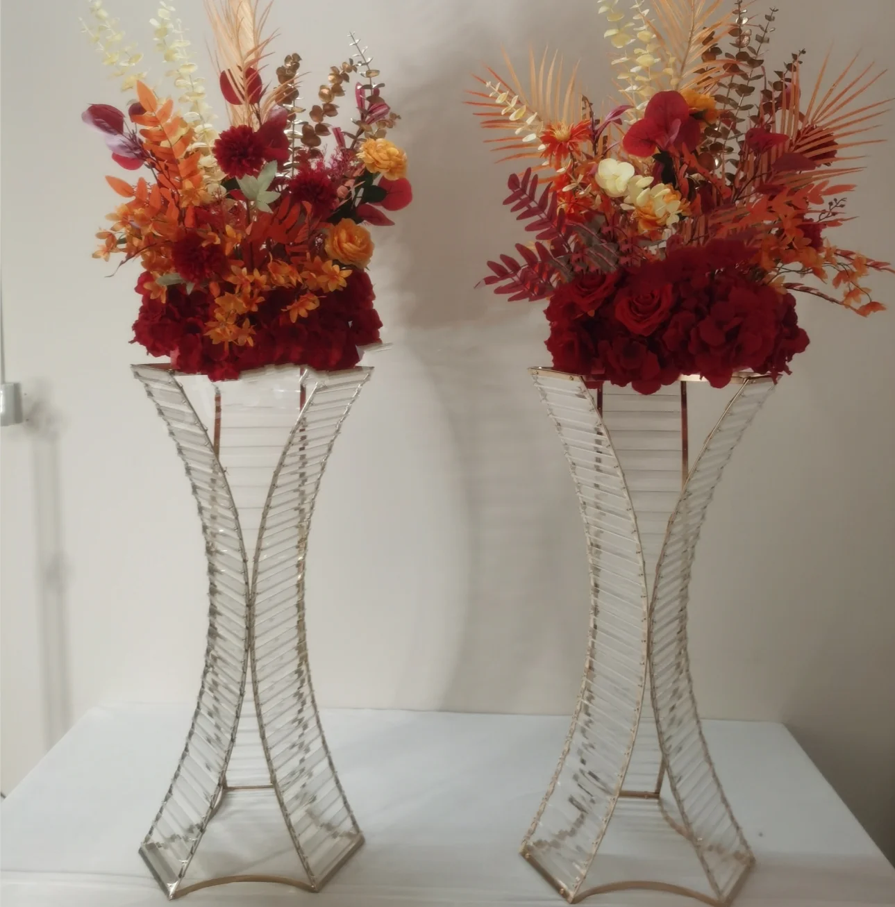 

8pcs 100cm tall)Crystal Wedding table flower stand centerpieces Gold Flowers Vases Candle Rack Stand Holders Decor Road lead