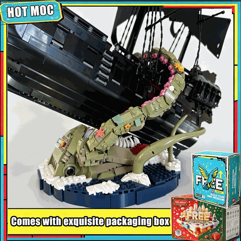 1314PCS Giant Sea Monster Octopus Tentacles Model Building Blocks Custom Assembly Ocean Kraken Diorama Display Collection Gift