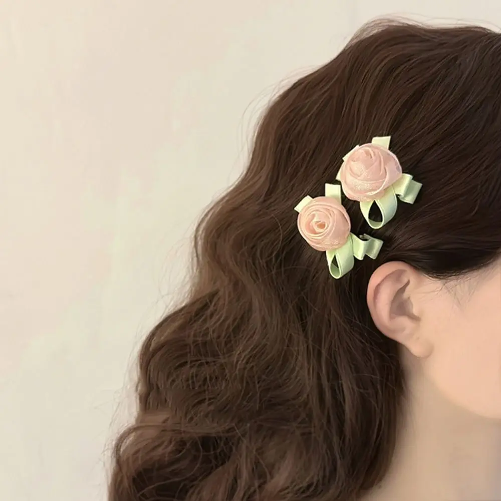 Korea Cute Bow Tassel Hair Clips Ladies Hair Clips Sweet Ballet Nuclear Shiny Satin Silk Hair Clips Braided Hair Clips Headwear