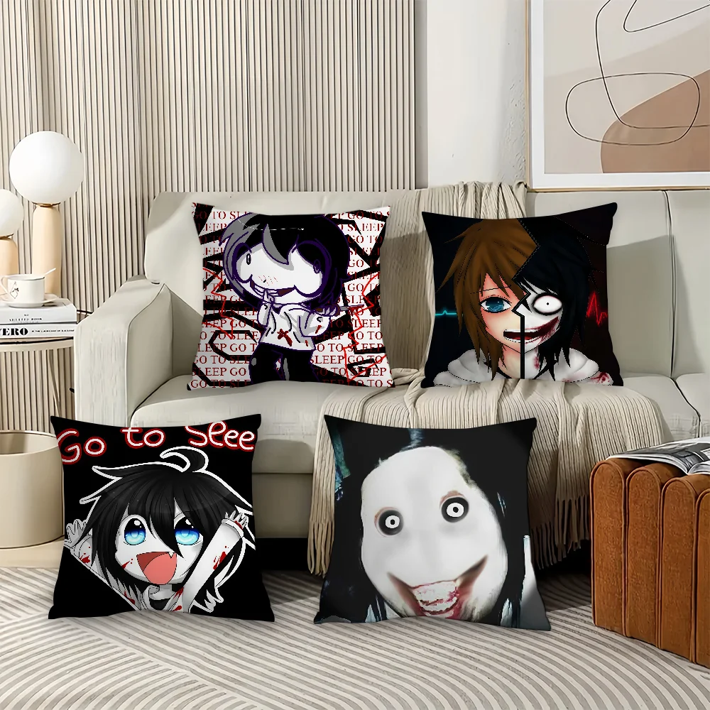 Jeff the Killer funny go to sleep Pillow Case Office Cushions Suitable For Sofa Car Bedroom Decorative Cushion Cover