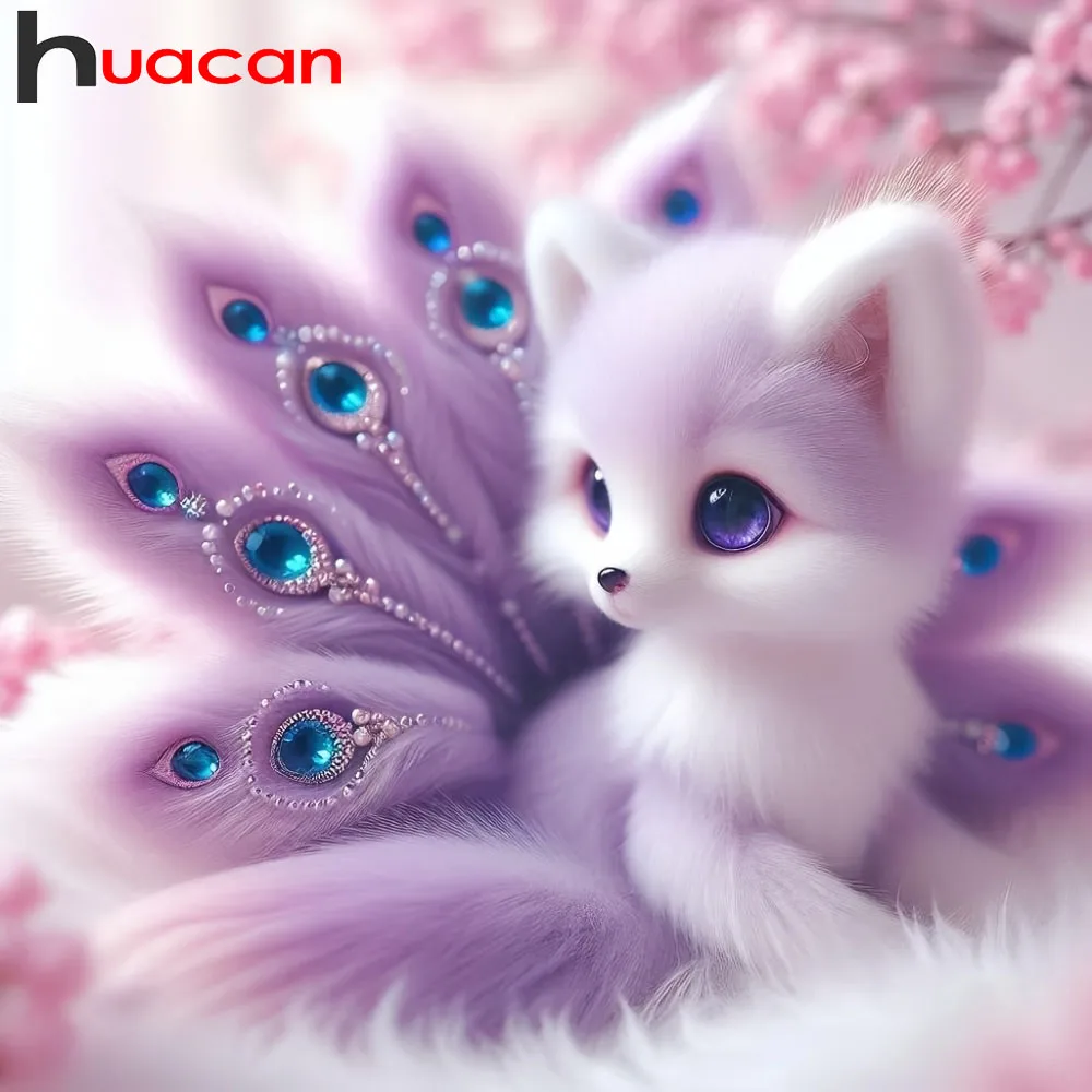 Huacan Diamantmalerei Fuchs Strass Vollquadratisch Rund Stickerei Verkauf Tier-Strassbilder Handgemachtes Geschenk