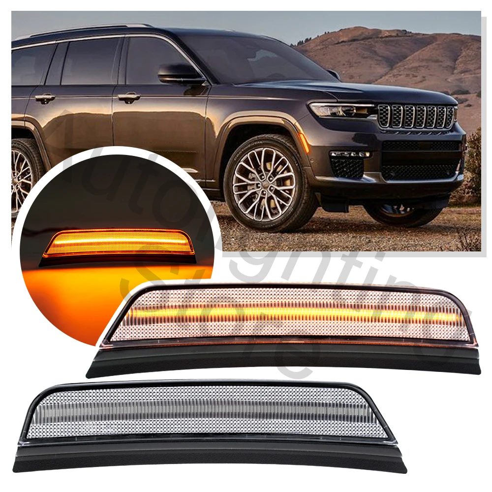 2X Front Wheel Side marker Lights For Jeep Grand Cherokee L WL 2021 2022 2023 2024 front bumper turn signal light