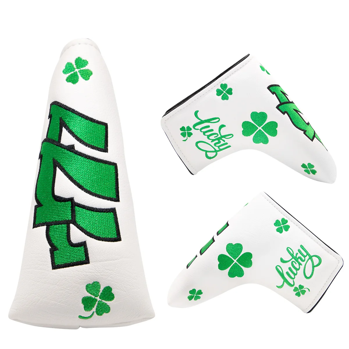 Lucky 777 Green Clover Shamrock Golf Blade Putter Cover Mallet