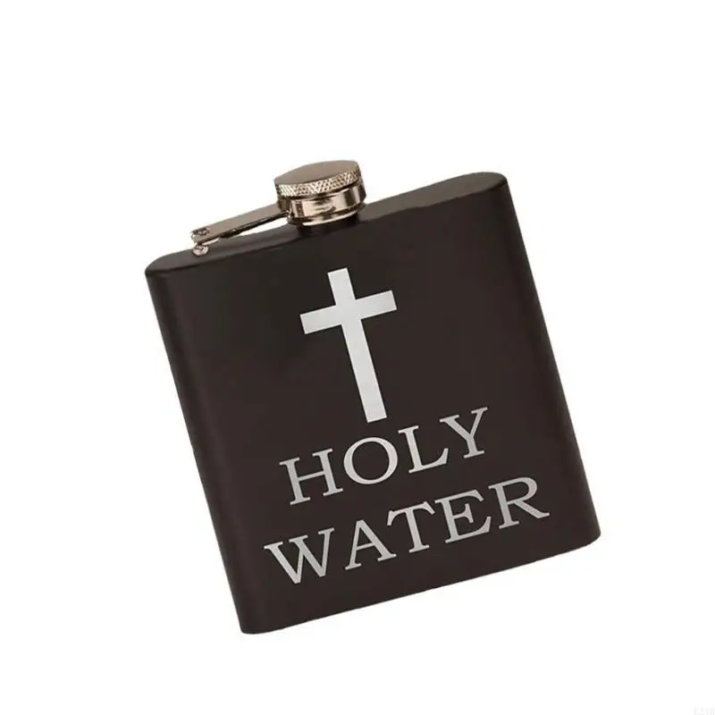 Leakproof Stainlessed Steel Holy Water Container With Crossed For Camping And Religious Event