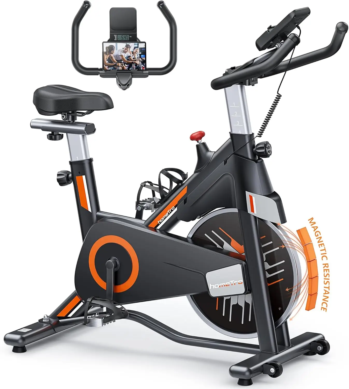 Indoor Stationary Exercise Bike,Adjustable Magnetic Resistance Level,Quiet and Stable Cycle Bike with 150 kg Maximum Weight Capa