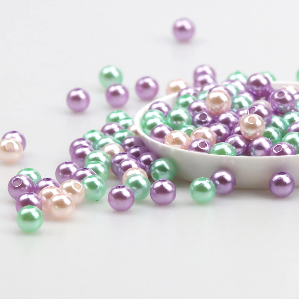 100/200PCS 6MM Perforated Imitation Pearl Mixed Dispersion Beads Decorate DIY Handmade Jewelry Clothing Jewelry Accessories