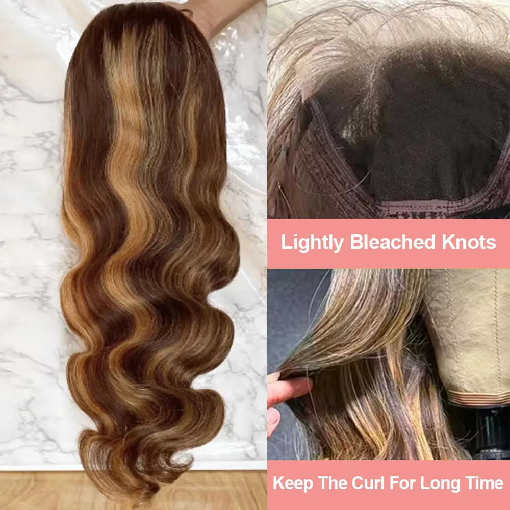 4/27 تسليط الضوء على شعر مستعار شعر الإنسان الجسم موجة الملونة شقراء HD 13x6 الدانتيل الجبهة باروكة من شعر طبيعي للنساء قبل قطعها الدانتيل شعر مستعار أمامي