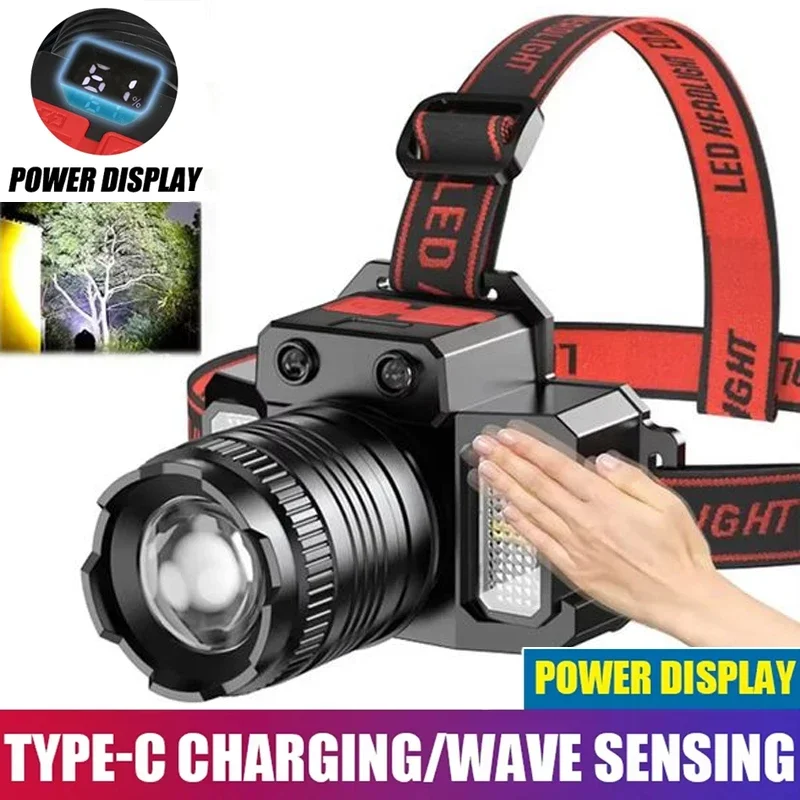 

New Upgrade T51 Rechargeable LED Headlamp Motion Sensor Head Flashlight with Built-in Battery Emergency Camping Fishing Lantern