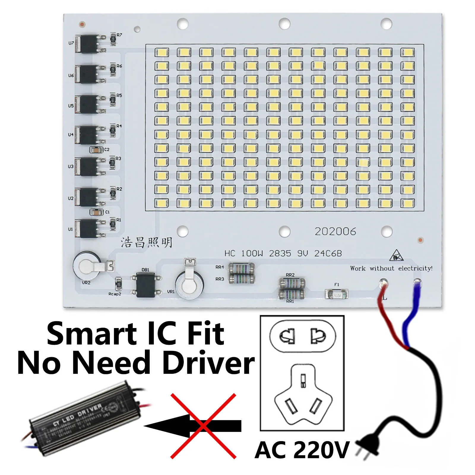 50W 100W 150W 200W AC220-240V LED Chip Cold White Diode LED Floodlight SMD 2835 LED Lamp Board Source Light Retrofit Accessorie