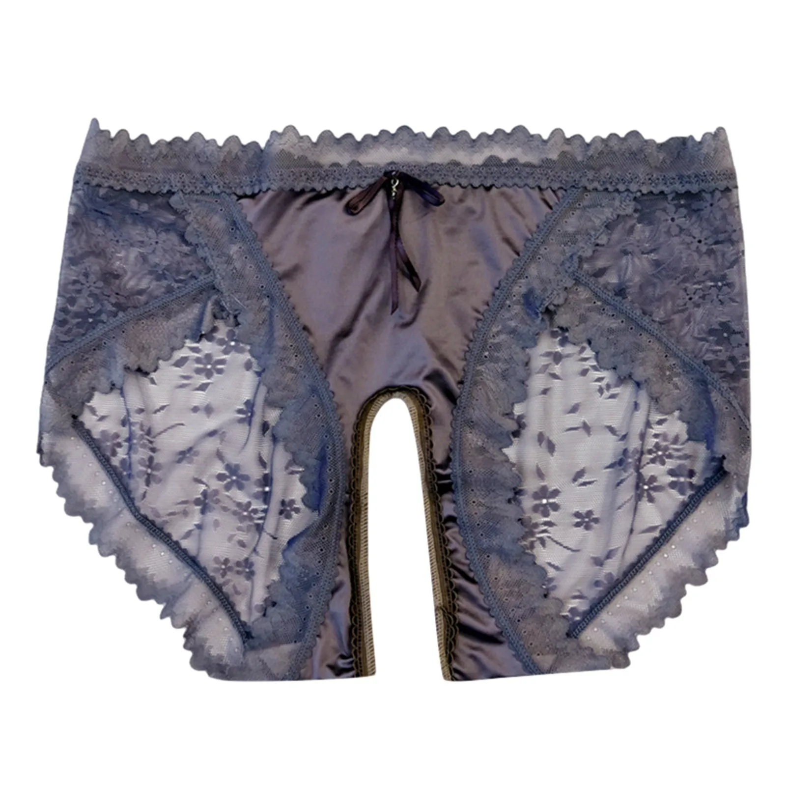 Letní útulné kalhotky pro ženy, saténové květinové krajkové spodní prádlo s otevřeným rozkrokem, sexy bezešvé kalhotky, měkké bavlněné tanga, plus velikosti, tanga - náhled 2
