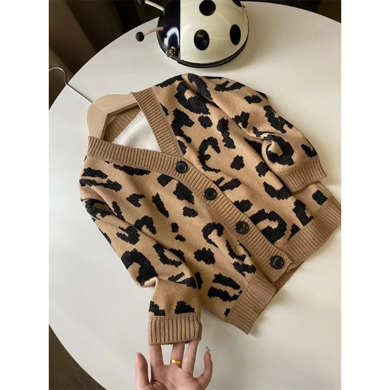 UNITIM 2026 Herbst Winter Kinder Baby Jungen Strickwaren Kinder Jungen Leoparden-Pullover Mäntel Retro 2-10 Jahre Kleinkind Säugling Jungen Strickjacke – Detail 8