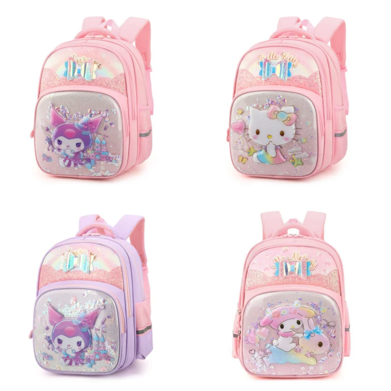 Hot Sale Sanrio Shoulder School Bag Pupils Girl Grade 1-4 Child Cinnamoroll Hello Kitty Melody Kuromi Cartoon Bag Girls Gifts