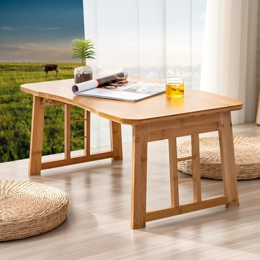 Japanese Low Desk Wooden Folding Mini Small Coffee Table for Laptop，Outdoor Portable Simple Foldable Tea