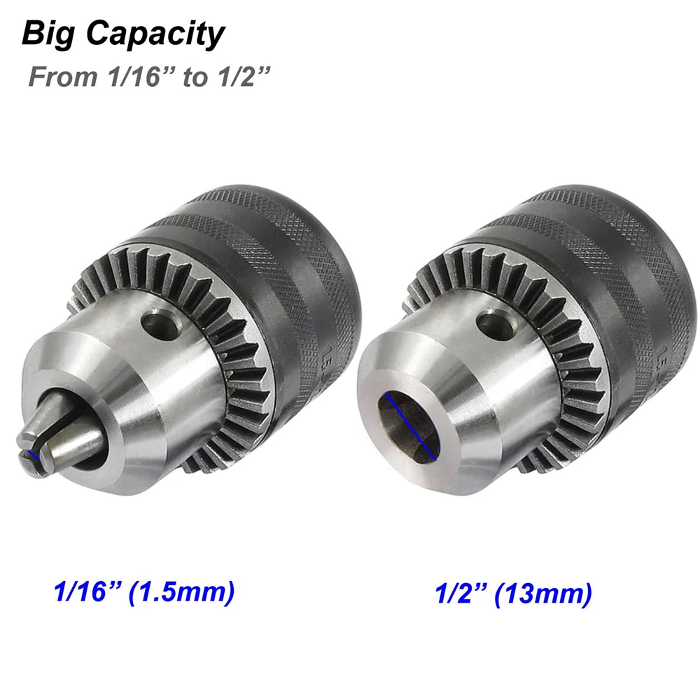 1.5-13mm Drill Chuck,1/2-20UNF Mount Impact Driver Bits Chuck Conversion Hex Shank/SDS-Plus Socket Square Adapter with Chuck Key