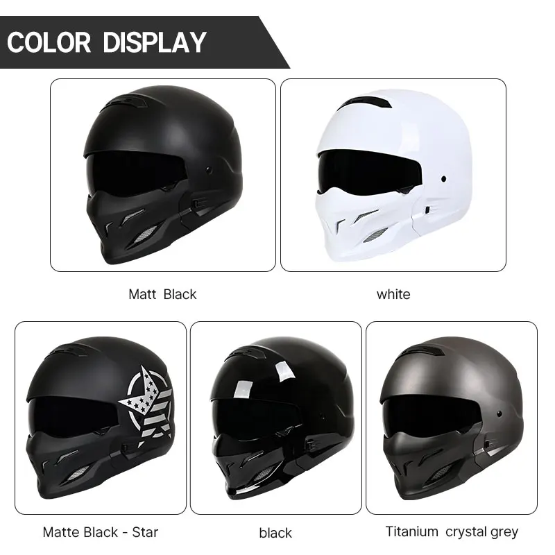 KEAZ DOT Approved Motorcycle Full Face Helmet Scorpion Detachable Retro Inspired Helmet for Men Women Lightweight Comfortable