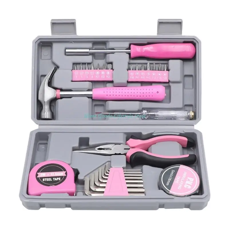 E74E Practical Household Repair Tool Maintenance Set Including Pliers Wrench Tape Measure For Household