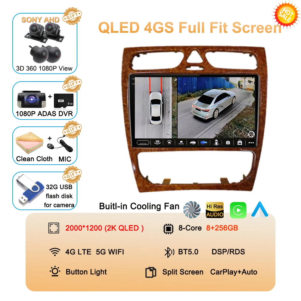 Android 16 autoradio multimediasysteem voor Mercedes Benz W203 Vito W639 Vaneo CLK W209 W210 CarPlay navigatie GPS 4G BT