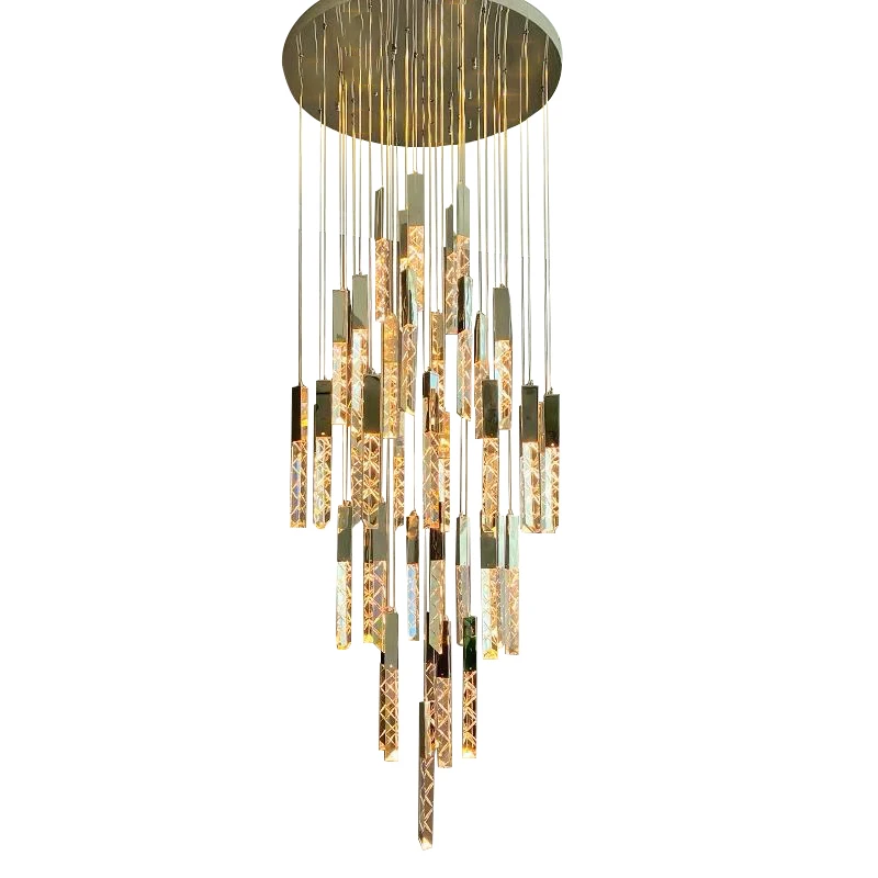 

Home Decoration Crystal Pendant Lights for Living Room Circular Staircase, Elegant Long Pendant Lamp Lamparas De Techo Dimmable