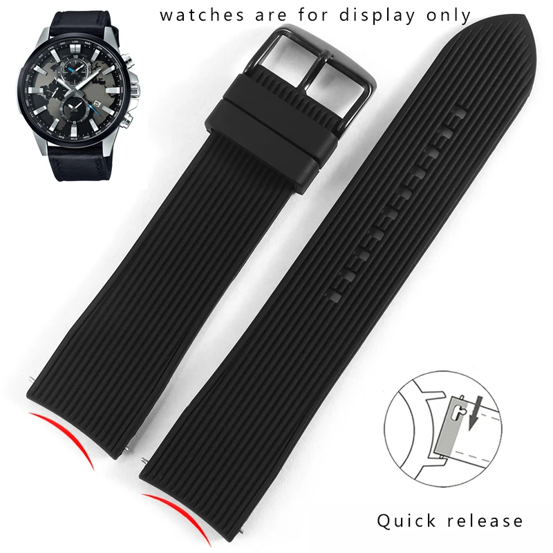 

For C-ASIO EFR-303 304 EFB-530 EQB-501 Arc Interface Silicone Watchband 20 22mm Waterproof Rubber Watch Chain