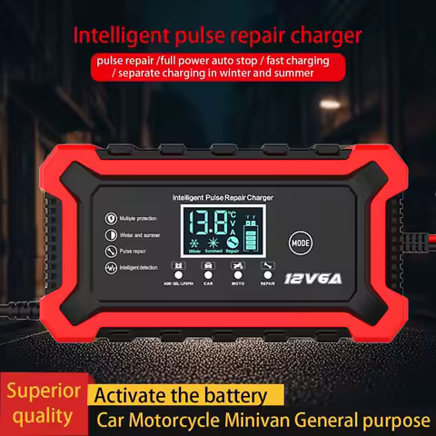 12V6A Lcd Small Screen Digital Display Charger Car Battery Charger Motorcycle Battery Charger Battery Charger Storage Battery Charger