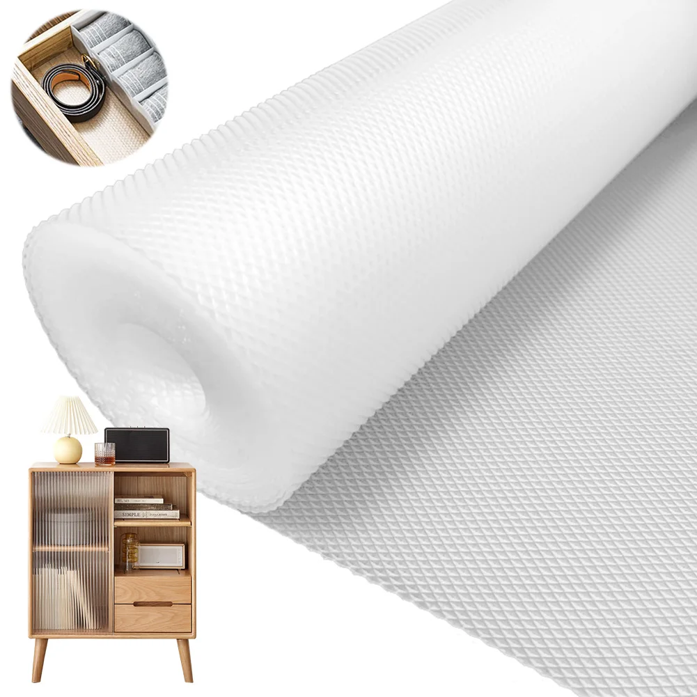 5M Shelf and Drawer Liner Non-Slip Thick Strong Grip Liner Non-Adhesive Translucent Drawer Liner for Kitchen Cabinet