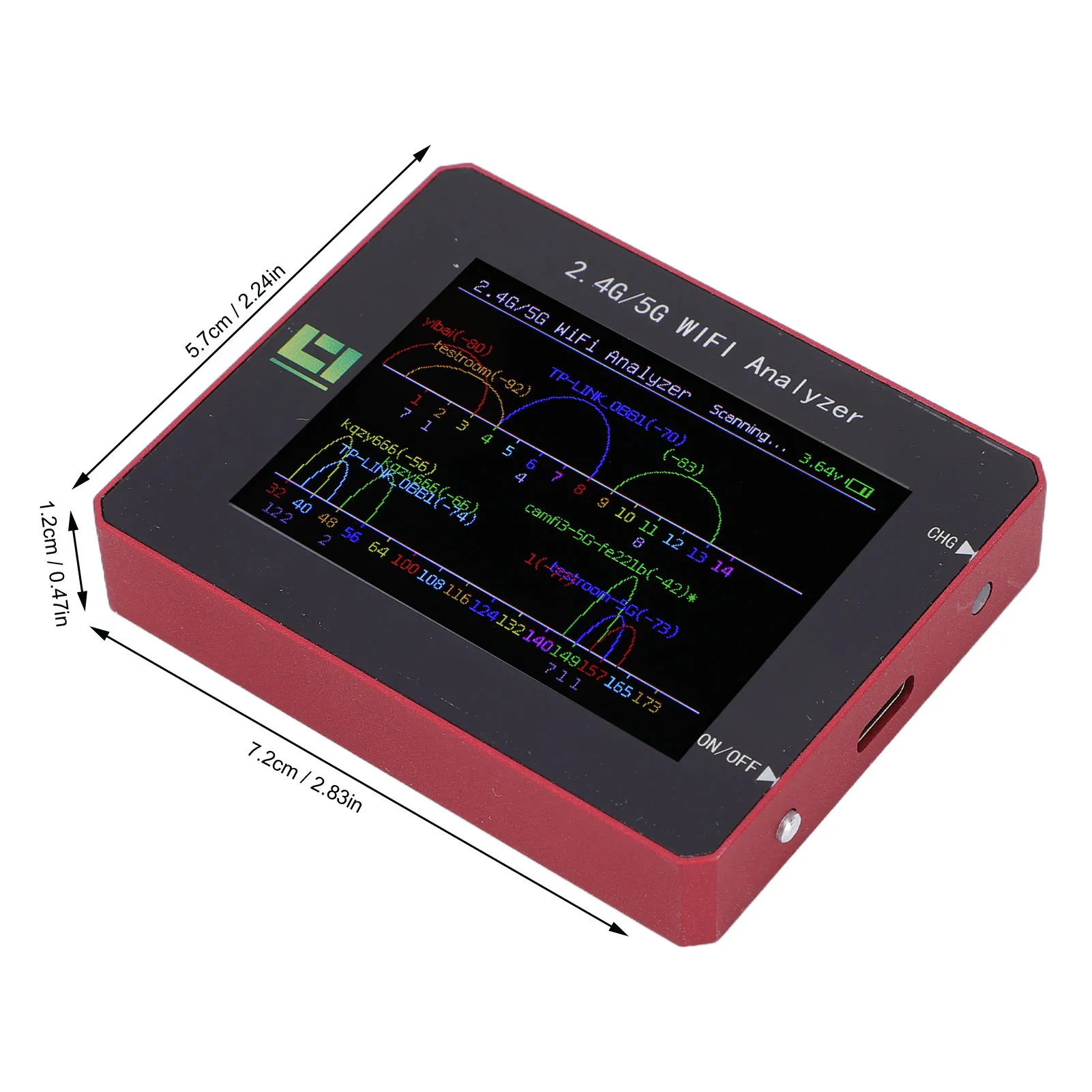 WiFi Analyzer 2.4 Inch  Color Screen Aluminum Alloy Casing 2.4G 5G WiFi Signal Usage Analyzer 5G WiFi Analyzer WiFi Analyzer