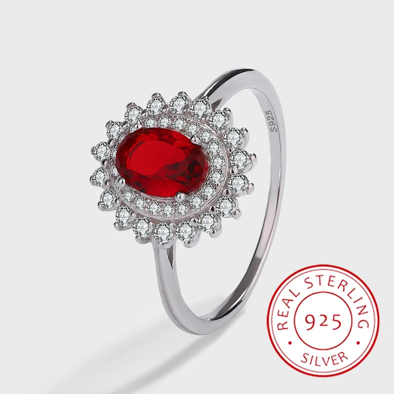 

Luxurious and High-end Genuine S925 Silver Imitation Ruby Small Pigeon Egg Ring Women's Classic Temperament Ring