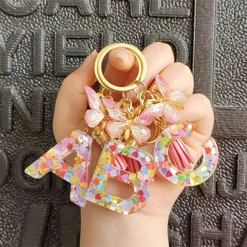 Fashion Letters Keychain Metal Pendent Key Chain Women Car Key Ring Simple Letter Name Key Ring Gift Jewelry Accessories