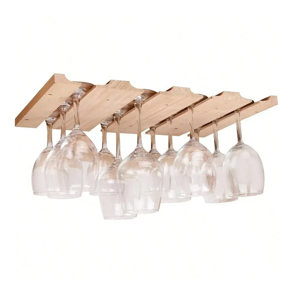 

Wine Glass HolderA Wooden Wine Glass Rack And Goblet Storage Rack Installed Under The Cabinet Or Countertop Natural Color