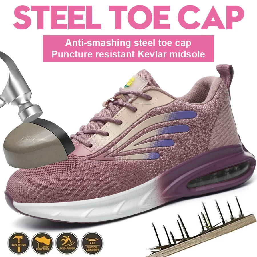 أحذية أمان رجالية سوليد أحذية عمل امرأة خفيفة الوزن تنفس الصلب تو أحذية رياضية مع حماية مكافحة تحطيم Stabbing35-42