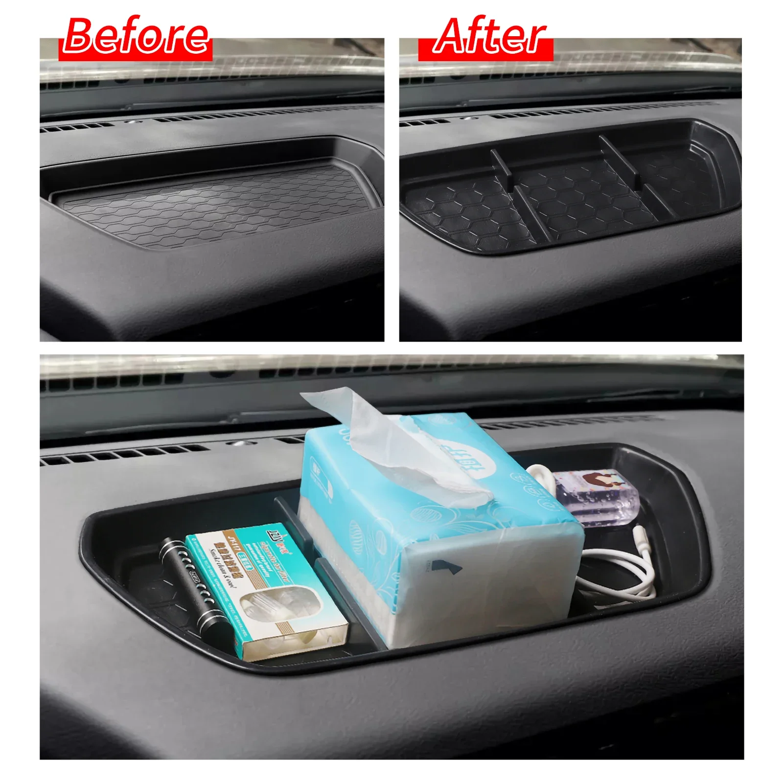 Car Dashboard Tray for Nissan Frontier 2022 + Center Console Storage Box Organizer Interior Accessories 3
