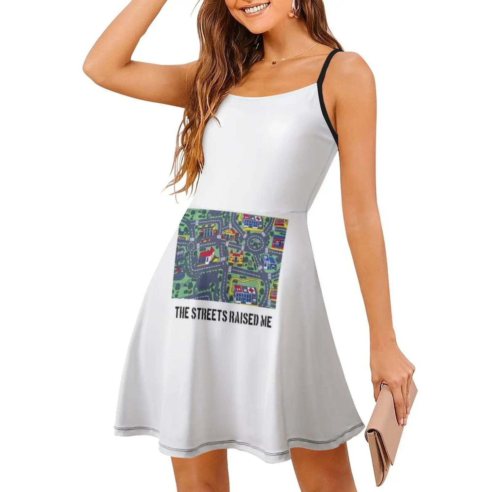 Les rues me lève-moi. Tapis de jeu rétro pour femmes, robe élégante à encolure en cœur, robe de soirée d'été, jouet, jeu rétro