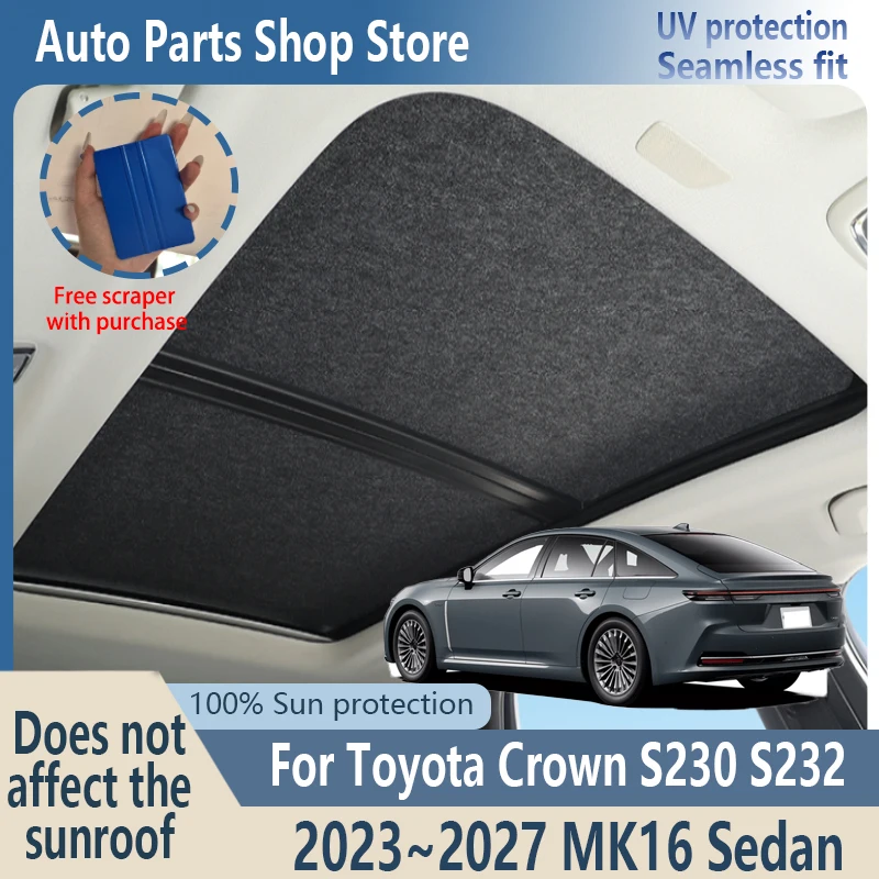 Sun Protection For Toyota Crown Sedan 2023~2027 Electrostatic Adsorption Fabric Car Panoramic Sunroof Insulation Visor Anti-UV