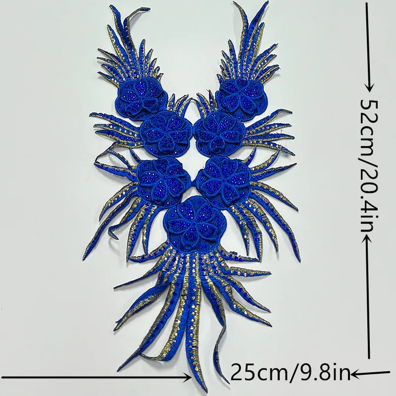 2024 Latest Rhinestone Flower patches Iron on Applique Embroidered Patches For Clothing And Clorhes DIY