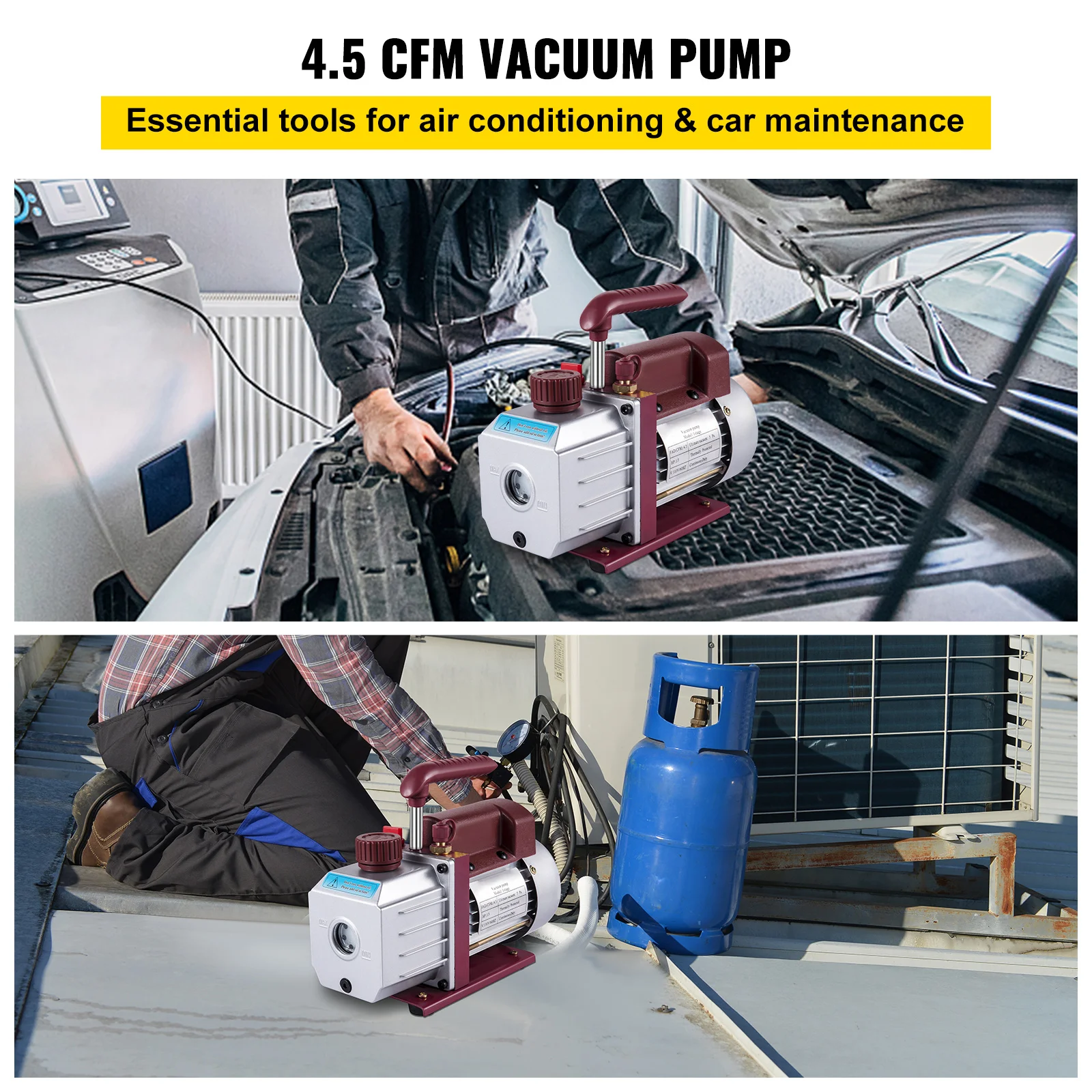VEVOR HVAC Refrigerant Vacuum Pump Refrigeration Single-Stage Set for Household Air Conditioning Vacuum Packing