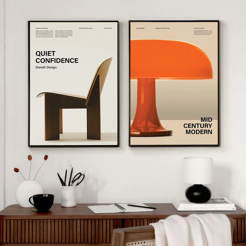 Minimalist Bauhaus Iconic Mid-Century Chairs Exhibition Furniture Poster Canvas Painting Wall Art Pictures Home Office Decor