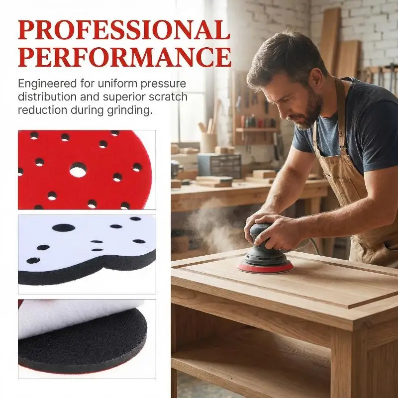 Pneumatic Dry Grinding Head Industrial 6 Inch 15 Holes Sponge Buffer Pad for Car Body Polish Machine Durable Sanding Tool