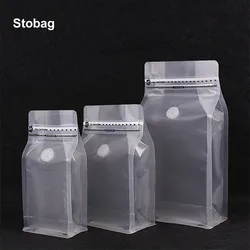 StoBag 20pcs Matte Transparent Coffee Beans Packaging Bag with Valve Sealed for Powder Food Nuts Storage Reusable Pouches Pocket