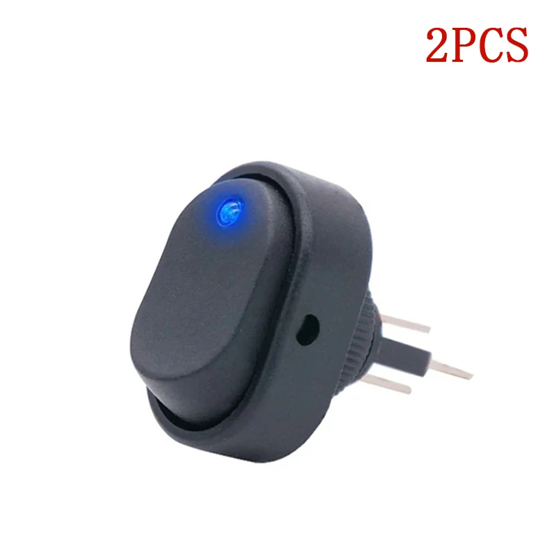 （YY）2Pcs Toggle Switch 12V 30A Oval Rocker Switch 3 Pin Red Blue LED Lighted On Off Switch for Automative Car RV Marine Boat