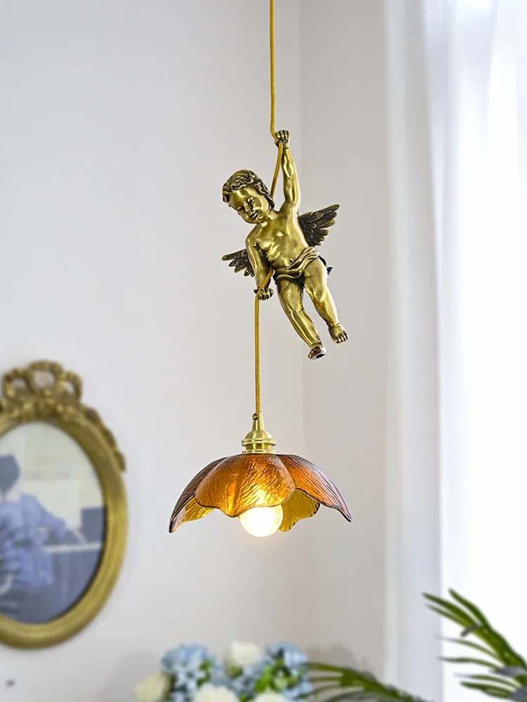 French all copper Angel small chandelier porch balcony chandelier Medieval Japanese Flower Restaurant bedside lamp