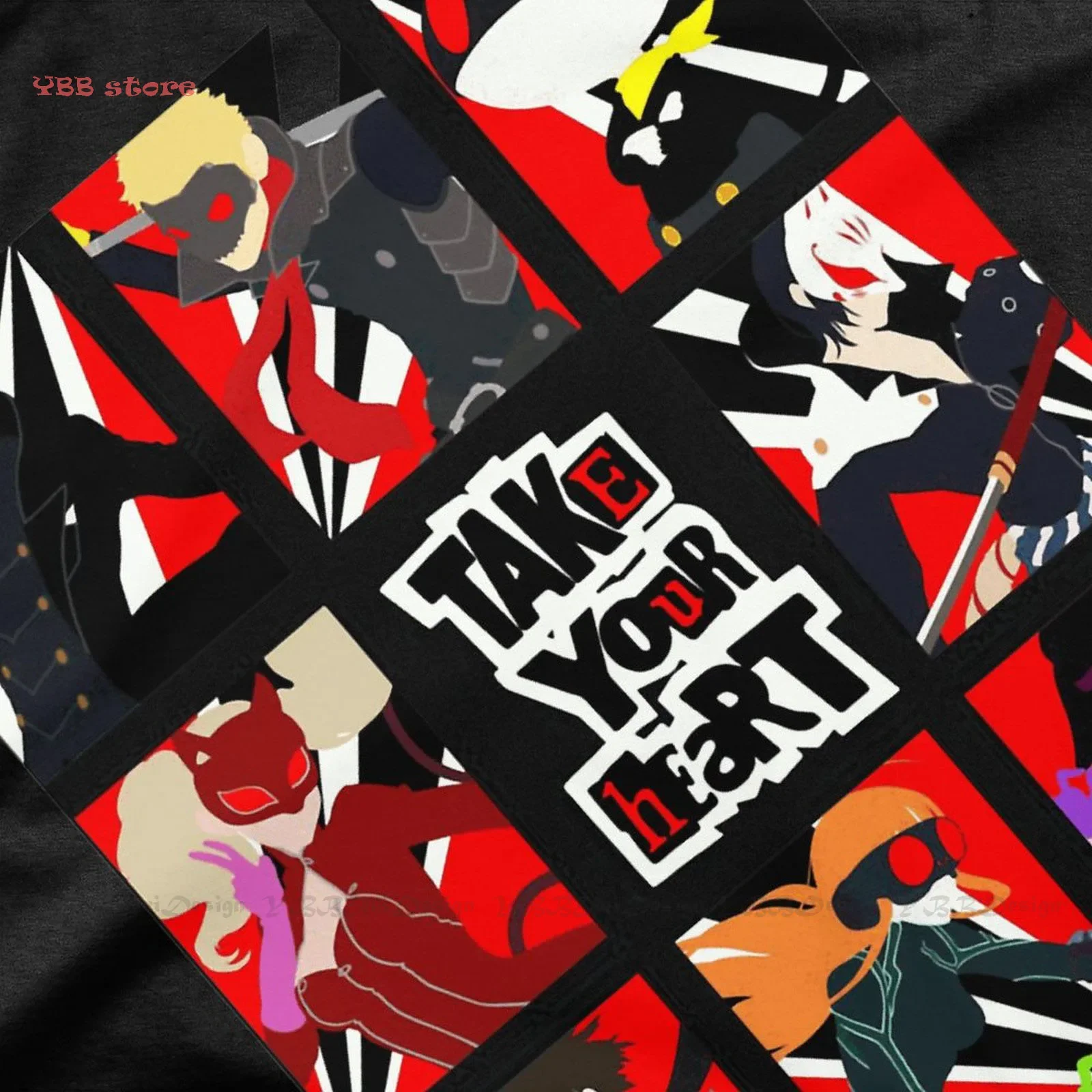 Fashion Cotton Shirts P5 Take Your Heart Anime Clothes Design Persona 5 The Royal P5S Cotton Men T-Shirt Oversize Adult Tee