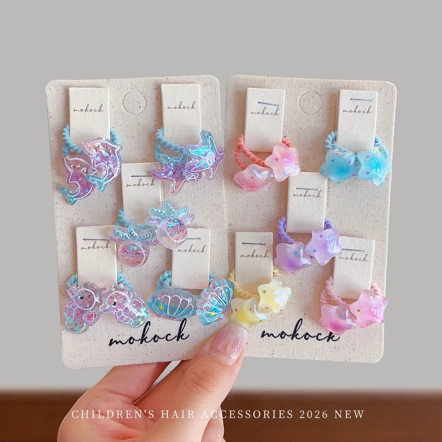 2026 New 10pcs/set Ocean Style Hair Ties For Baby Girls Toddler Fashion High Elasticity No Hurt Hair Korean Star Heart Hair Band view 2
