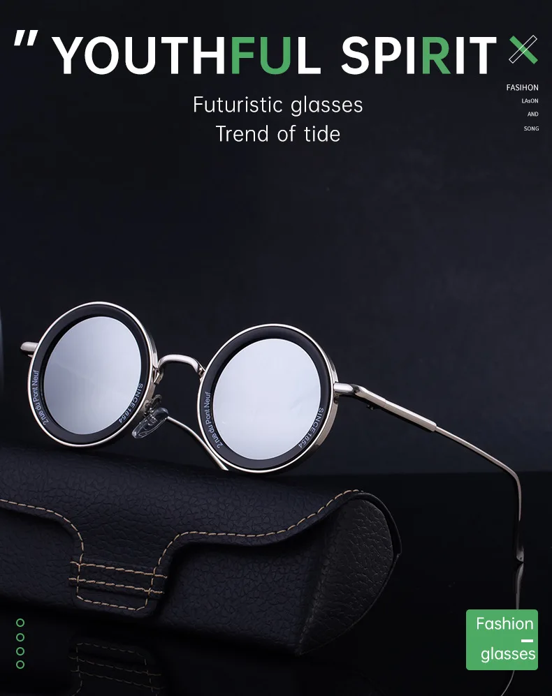 Runde Steampunk Sonnenbrille Männer Vintage Punk Sonnenbrille Frauen Trendy Retro Mode Gläser Gafas De Sol Hombre Lunette Soleil Femme – Detail 1